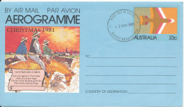 Australia Aerogramme FDC CHRISTMAS 1981 2-11-1981 Nice Christmas Cachet - Aerogramas