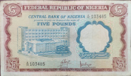 NIGERIA 5 POUNDS 1968 P-13a VF+ SERIES 35 - Nigeria