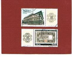 ITALIA REPUBBLICA - UN 2108.2109   -1993 CENTENARIO BANCA D'ITALIA  (COMPLET SET OF 2 STAMPS WITH LABEL) - USED - 1991-00: Gebraucht