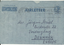 Australia Aerogramme Sent To Denmark Fremantle 13-7-1950 - Aérogrammes