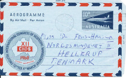 Australia Aerogramme Sent To Denmark 18-11-1960 - Aerograms