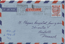 Australia Aerogramme Sent To Denmark Sydney 16-4-1958 - Aerogrammi