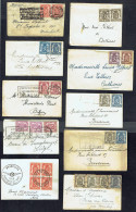 10 Enveloppes Format Carte De Visite Avec Timbres "Petit Scaeau De L'Etat", Affranchissements Tous Différents. - Cartas & Documentos