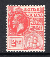 British Guiana 1913-21 KGV - Wmk. Mult. Crown CA - 2c Carmine HM (SG 260) - Brits-Guiana (...-1966)