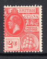 British Guiana 1913-21 KGV - Wmk. Mult. Crown CA - 2c Carmine HM (SG 260) - British Guiana (...-1966)