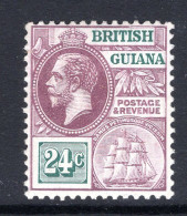 British Guiana 1913-21 KGV - Wmk. Mult. Crown CA - 24c Dull Purple & Green HM (SG 265) - Brits-Guiana (...-1966)
