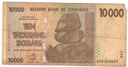 ZIMBABWE P72 10000 Or 10.000 DOLLARS 2008  #AA    VG-F - Zimbabwe