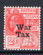 British Guiana 1918 KGV - War Tax - 2c Scarlet HM (SG 271) - Guyane Britannique (...-1966)