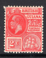 British Guiana 1921-27 KGV - Wmk. Mult. Script CA - 2c Rose-carmine HM (SG 273) - Guyane Britannique (...-1966)