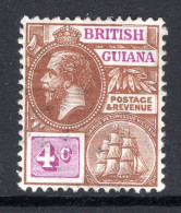 British Guiana 1921-27 KGV - Wmk. Mult. Script CA - 4c Brown & Bright Purple HM (SG 275) - Brits-Guiana (...-1966)