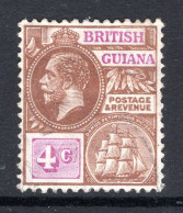 British Guiana 1921-27 KGV - Wmk. Mult. Script CA - 4c Brown & Bright Purple HM (SG 275) - Guyane Britannique (...-1966)