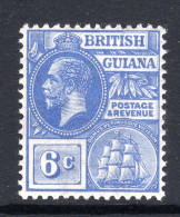 British Guiana 1921-27 KGV - Wmk. Mult. Script CA - 6c Bright Blue HM (SG 276) - British Guiana (...-1966)