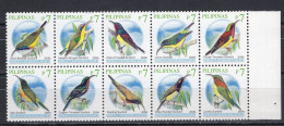 Philippines Serie 10v 2009 Year 2009A On Stamps - Birds Sunbirds MNH - Filippine