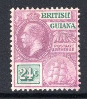 British Guiana 1921-27 KGV - Wmk. Mult. Script CA - 24c Purple & Green HM (SG 278) - Brits-Guiana (...-1966)