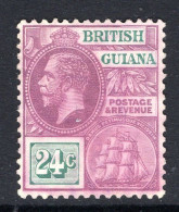 British Guiana 1921-27 KGV - Wmk. Mult. Script CA - 24c Purple & Green HM (SG 278) - British Guiana (...-1966)