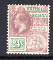 British Guiana 1921-27 KGV - Wmk. Mult. Script CA - 24c Purple & Green HM (SG 278) - Guyane Britannique (...-1966)