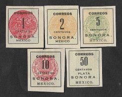 SE)1914 MEXICO, FROM THE SONORA SERIES 1C SCT394, 2C SCT395, 5C SCT407, 10C SCT408 & SILVER SONORA MEXICO 50C SCT 413 WI - Mexico