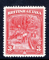 British Guiana 1934-51 KGV Pictorials - 3c Gold Mining - P.12½ - HM (SG 290) - Guyane Britannique (...-1966)