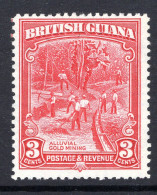 British Guiana 1934-51 KGV Pictorials - 3c Gold Mining - P.12½ - HM (SG 290) - Brits-Guiana (...-1966)