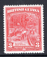 British Guiana 1934-51 KGV Pictorials - 3c Gold Mining - P.12½ - HM (SG 290) - British Guiana (...-1966)