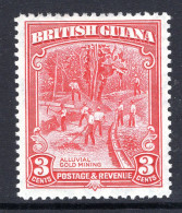 British Guiana 1934-51 KGV Pictorials - 3c Gold Mining - P.12½ - HM (SG 290) - Guyane Britannique (...-1966)
