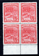 British Guiana 1934-51 KGV Pictorials - 3c Gold Mining - P.12½ - Block HM (SG 290) - Brits-Guiana (...-1966)
