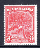 British Guiana 1934-51 KGV Pictorials - 3c Gold Mining - P.12½ X 13½ - HM (SG 290a) - Guyana Britannica (...-1966)