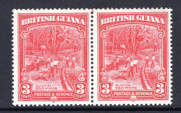 British Guiana 1934-51 KGV Pictorials - 3c Gold Mining - P.12½ X 13½ - Pair HM (SG 290a) - Guyane Britannique (...-1966)