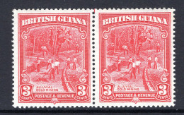 British Guiana 1934-51 KGV Pictorials - 3c Gold Mining - P.12½ X 13½ - Pair HM (SG 290a) - British Guiana (...-1966)