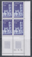 France N° 1902 XX Cathédrale De Lodève En Bloc De 4 Coin Daté Du  30 . 9 . 76 ;  1 Trait Sans Charnière, TB - 1970-1979