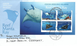 Cocos Keeling Islands 2021 Reef Manta Ray Mobula Alfredi MS FDC Cover - Kokosinseln (Keeling Islands)