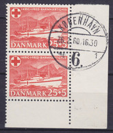 Denmark 1951 Mi. 329, 25 Ø + 5 Ø Red Cross Rotes Kreuz Croix Rouge Rotes Kreuz LazarettSchiff Ship Jutlandia Corner Rand - Used Stamps