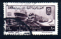 UAR EGYPT EGITTO 1961 PLANNING FOR THE PEOPLE SHIP TRAIN BUS AND RADIO 10m USED USATO OBLITERE' - Oblitérés