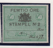 Zweden Fiskale Zegel Cat. Barefoot : Staempel (Adjustments) 7B - Revenue Stamps