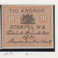 Zweden Fiskale Zegel Cat. Barefoot : Staempel (Adjustments) 19B - Revenue Stamps