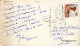 Philatelic Postcard With Stamps Sent From ARGENTINA To ITALY - Covers & Documents