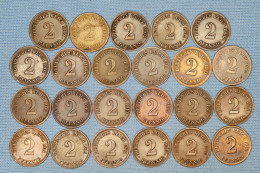 Deutsches Reich  2 Pfennig • 1904 - 1916 •  23 X  ► ALL DIFFERENT ◄ High Grades Incl. Scarcer Items • [24-295] - Sammlungen