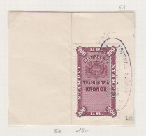 Zweden Fiskale Zegel Cat. Barefoot : Staempel 51A Op Fragment - Revenue Stamps