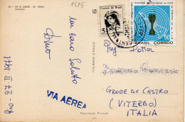 Philatelic Postcard With Stamps Sent From BRAZIL To ITALY - Brieven En Documenten
