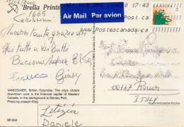 Philatelic Postcard With Stamps Sent From CANADA To ITALY - Covers & Documents