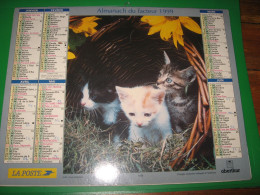 Almanach Du Facteur, Calendrier 1999, , Chatons.CHIENS ( Seine Maritime 76) - Big : 1991-00