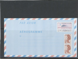 AEROGRAMME -N°1014 -AER -CONCORDE - 3,70 F+ 0,20 COMPLEMENT - Luchtpostbladen
