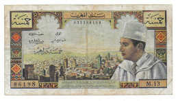 (Billets). Maroc. Morocco. 5 Dirhams ND 1969 (1). N° M.13 86198. P 53 - Marruecos