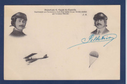 CPA Aviation Autographe Signature De Pelletier Pilote Aviateur + Parachutisme Gayat De Castella - Flieger Und Astronauten