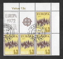 SD)1972 MALTA  EUROPE ISSUE CEPT, COMMUNICATIONS, MINISHEET OF 4 STAMPS CTO - Malte