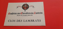 ETIQUETTE  TASTEVINEE AVANT AOC 1937 / CLOS DES LAMBRAYS / CONFRERIE DES CHEVALIERS DU TASTEVIN - Bourgogne