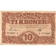 Billet, Danemark, 10 Kroner, 1937, KM:31a, TTB - Dinamarca