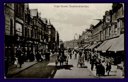 Ref 1636 - Early Postcard - Busy Street Scene High Street - Southend On Sea Essex - Southend, Westcliff & Leigh