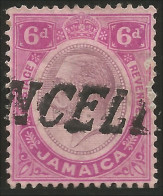 524 Jamaica 1912 George V 6d Violet Fault (JAM-113) - Jamaïque (...-1961)