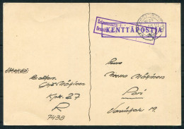 1940 Finland Kenttapostia Fieldpost Censor Postcard - Pori - Briefe U. Dokumente